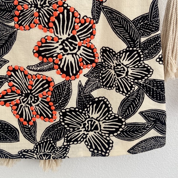 J. Crew sleeveless shell tank embellished notched collar tropics vacation top 2 - Picture 4 of 16